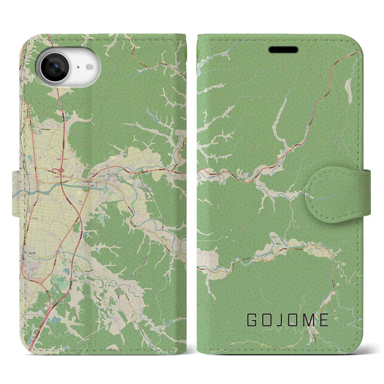 【五城目(秋田県)】地図柄iPhoneケース(手帳タイプ)