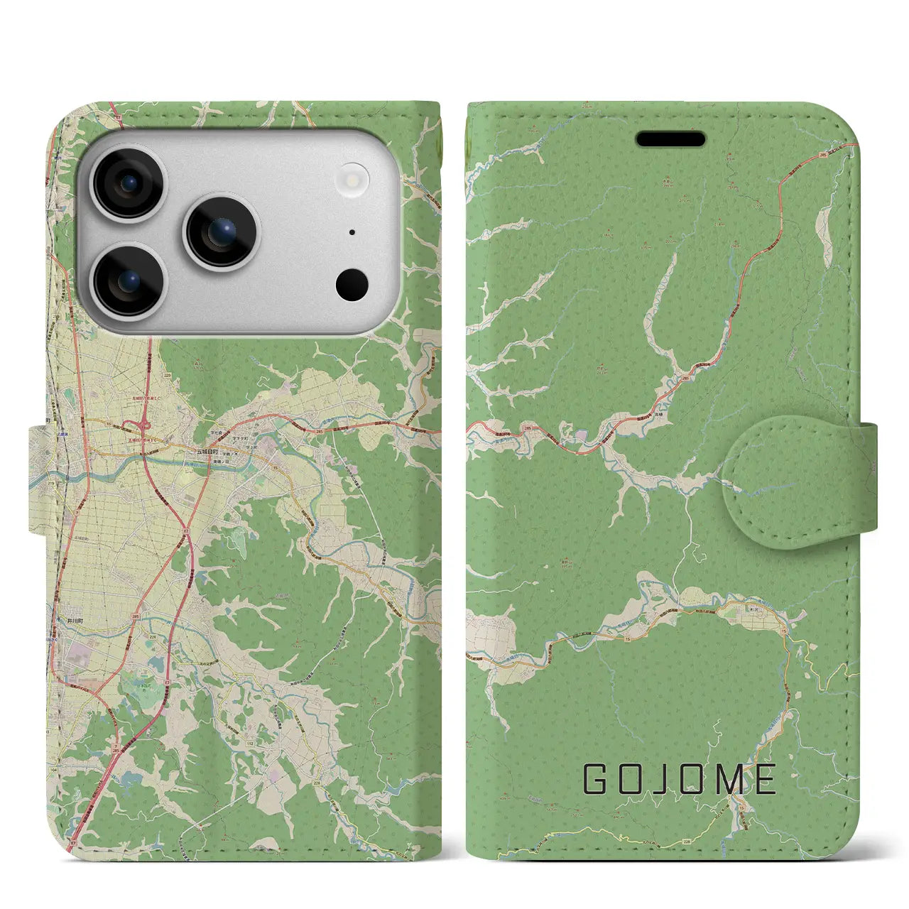 【五城目(秋田県)】地図柄iPhoneケース(手帳タイプ)