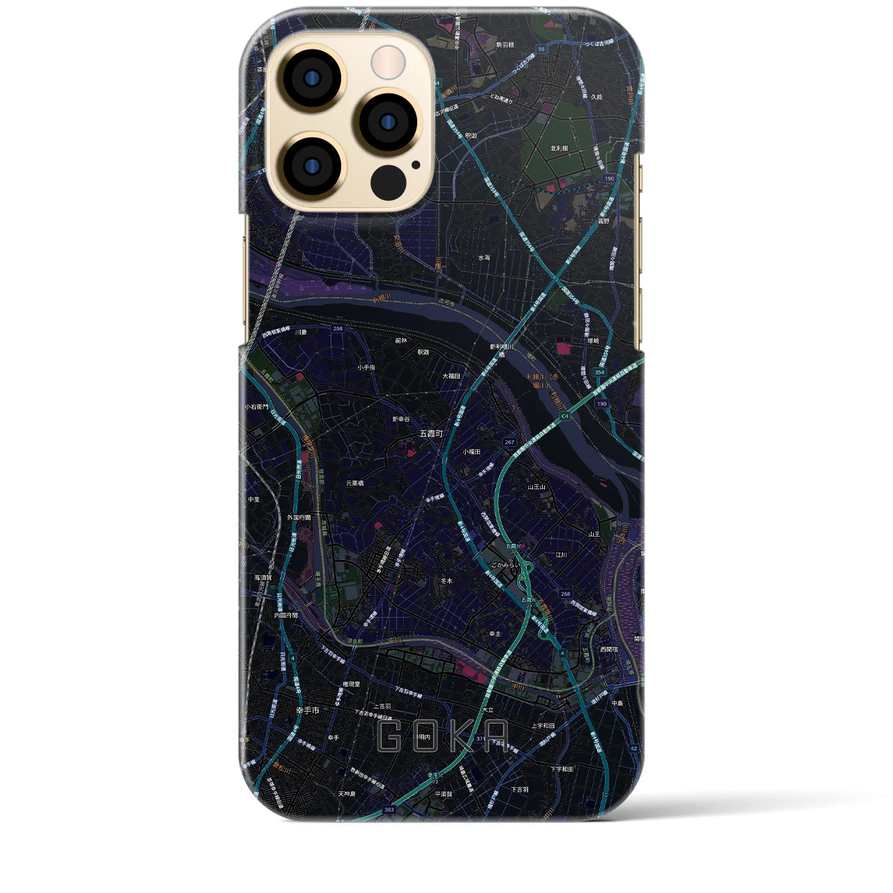 【五霞(茨城県)】地図柄iPhoneケース(バックカバータイプ)