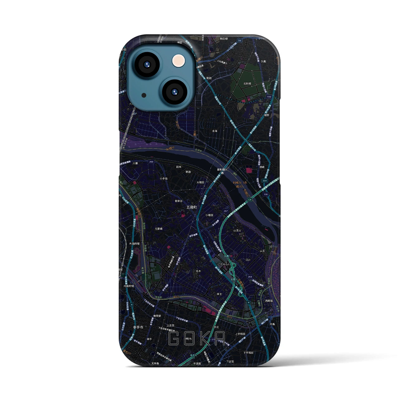 【五霞(茨城県)】地図柄iPhoneケース(バックカバータイプ)