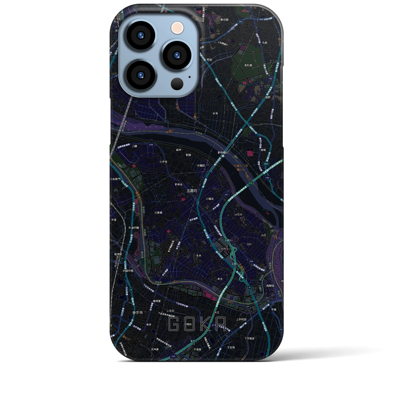 【五霞(茨城県)】地図柄iPhoneケース(バックカバータイプ)