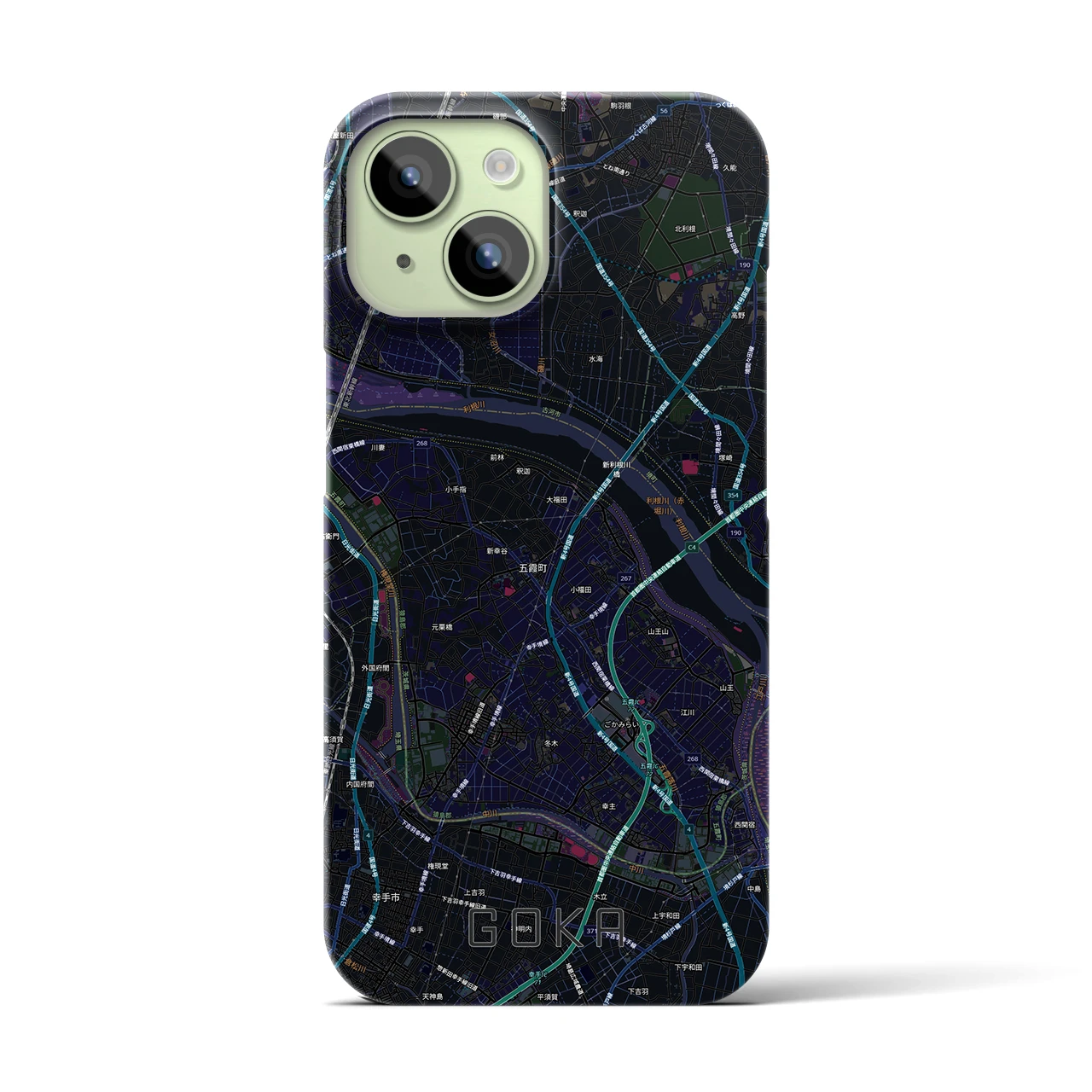 【五霞(茨城県)】地図柄iPhoneケース(バックカバータイプ)