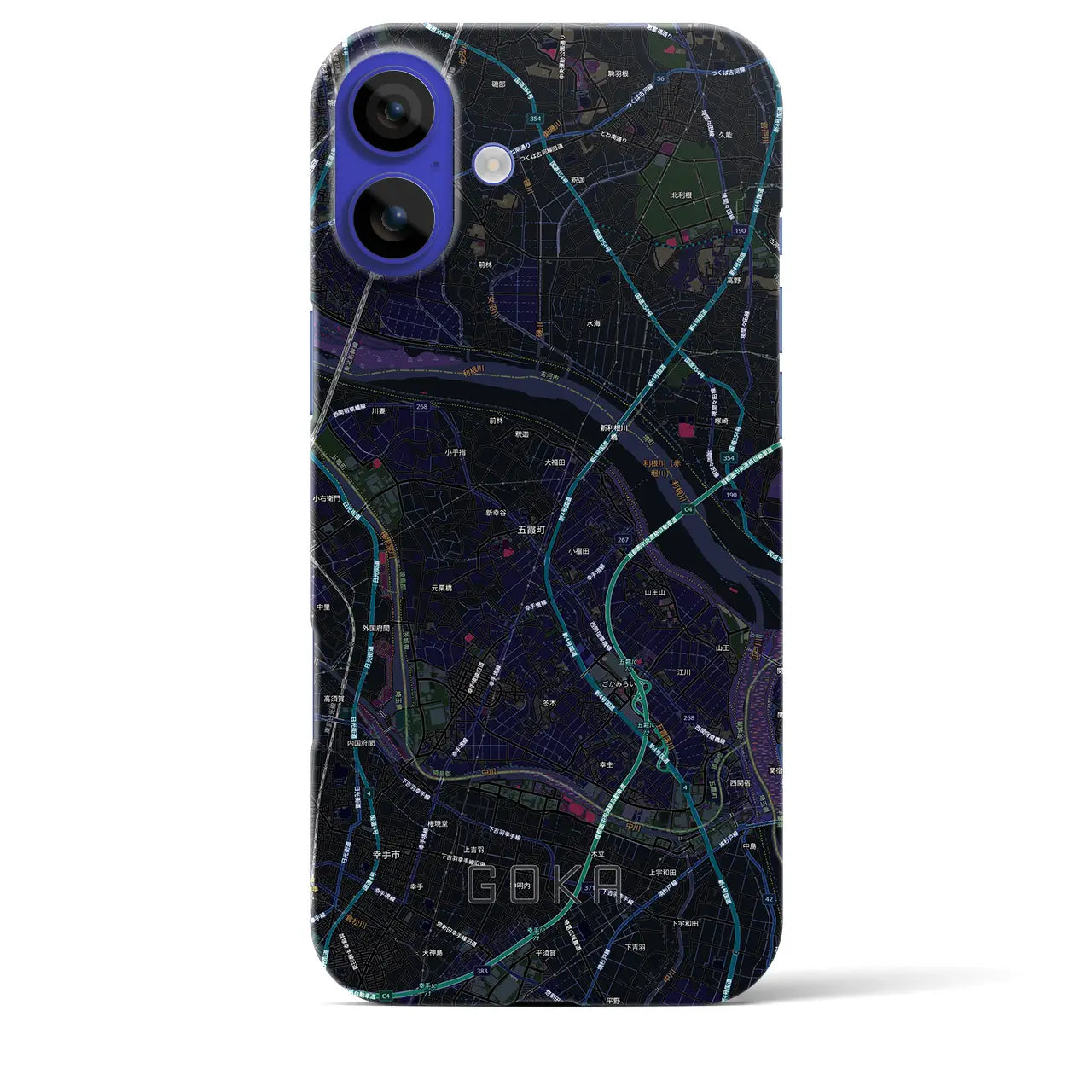 【五霞(茨城県)】地図柄iPhoneケース(バックカバータイプ)