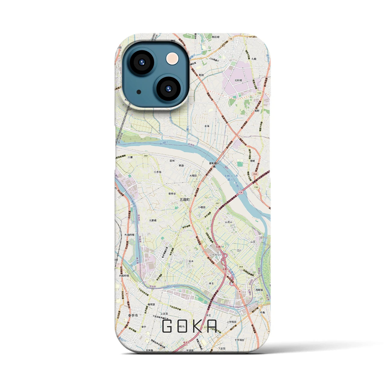 【五霞(茨城県)】地図柄iPhoneケース(バックカバータイプ)
