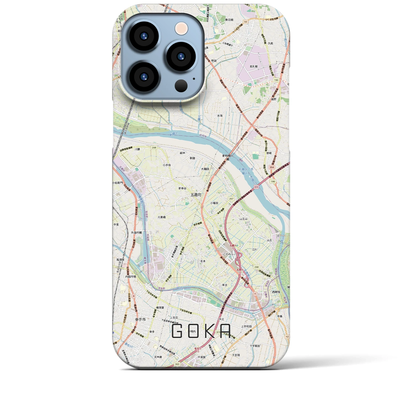 【五霞(茨城県)】地図柄iPhoneケース(バックカバータイプ)