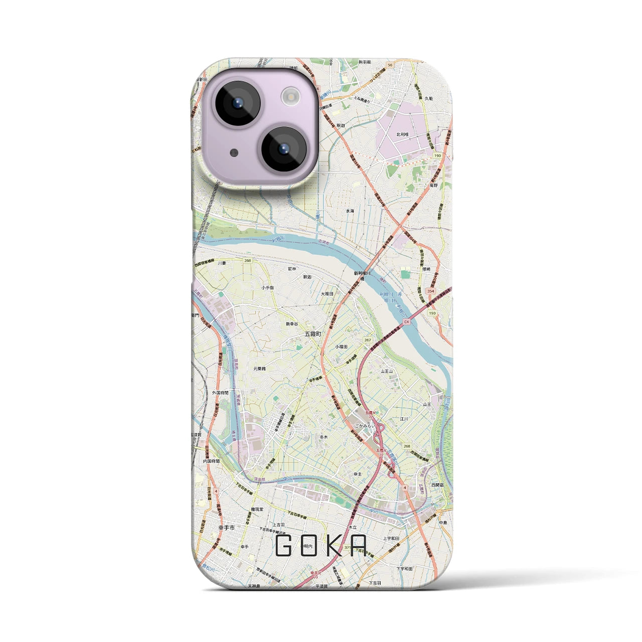 【五霞(茨城県)】地図柄iPhoneケース(バックカバータイプ)