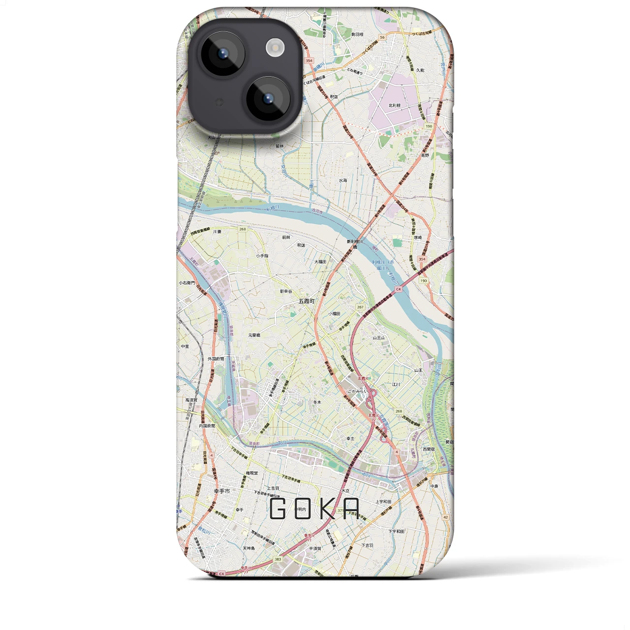 【五霞(茨城県)】地図柄iPhoneケース(バックカバータイプ)