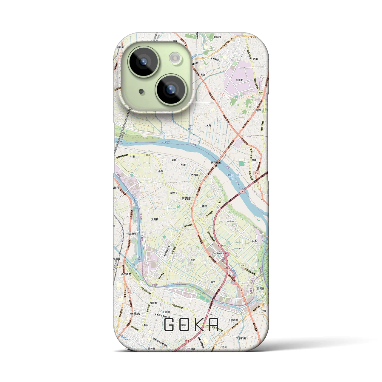 【五霞(茨城県)】地図柄iPhoneケース(バックカバータイプ)