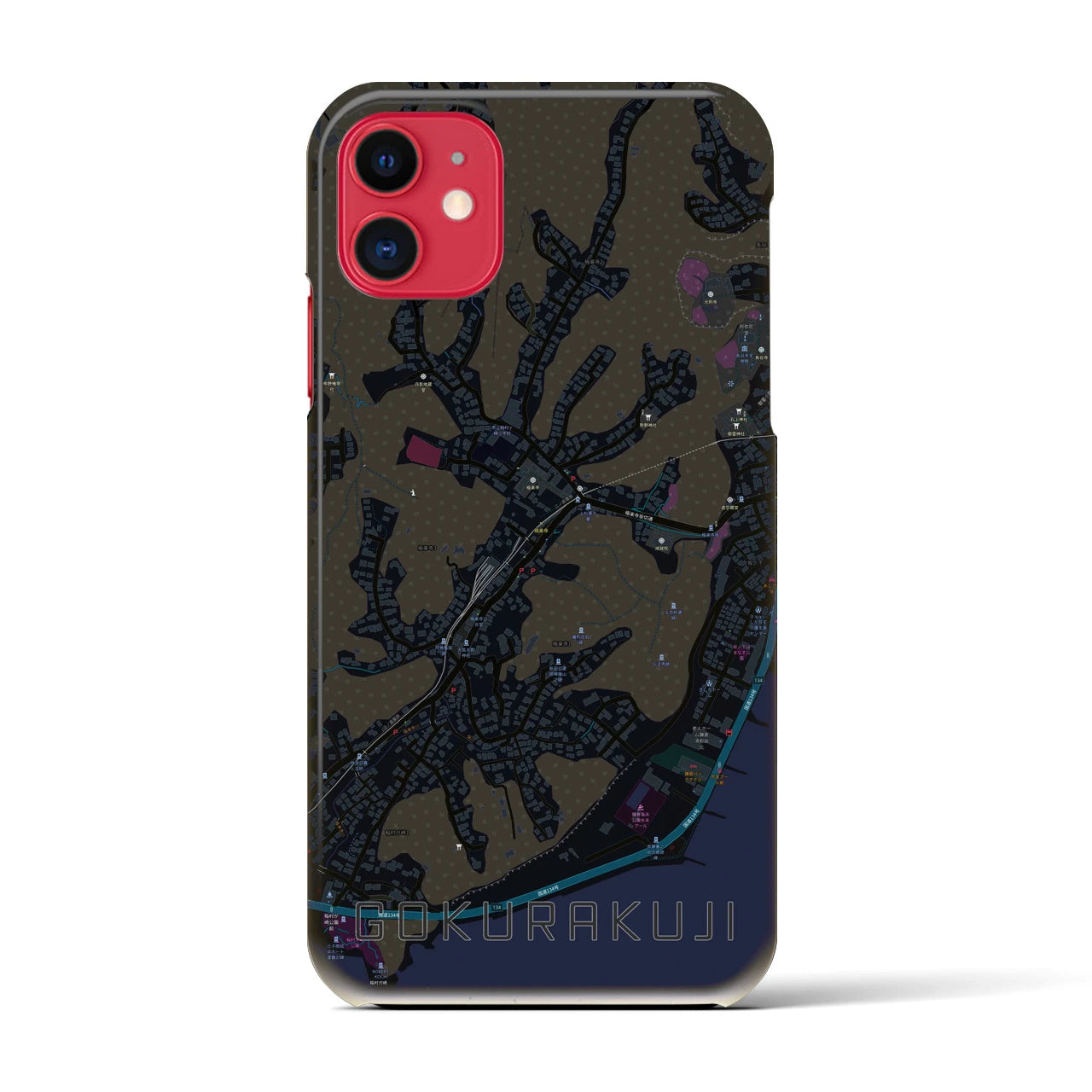 【極楽寺(神奈川県)】地図柄iPhoneケース(バックカバータイプ)