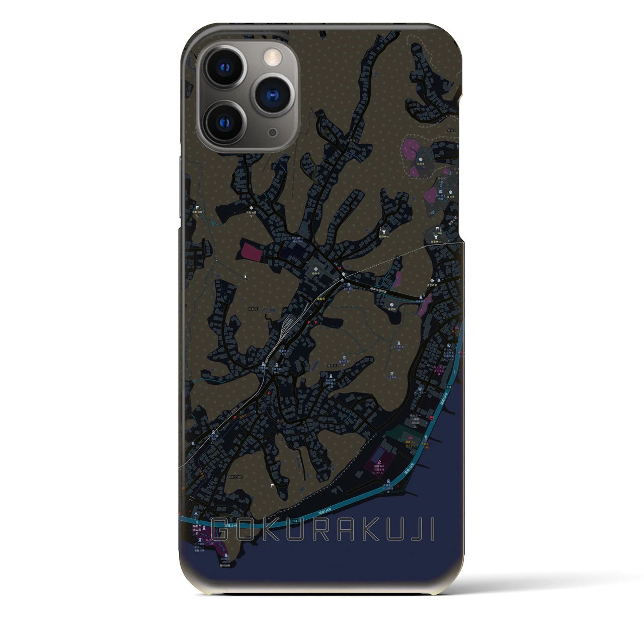 【極楽寺(神奈川県)】地図柄iPhoneケース(バックカバータイプ)