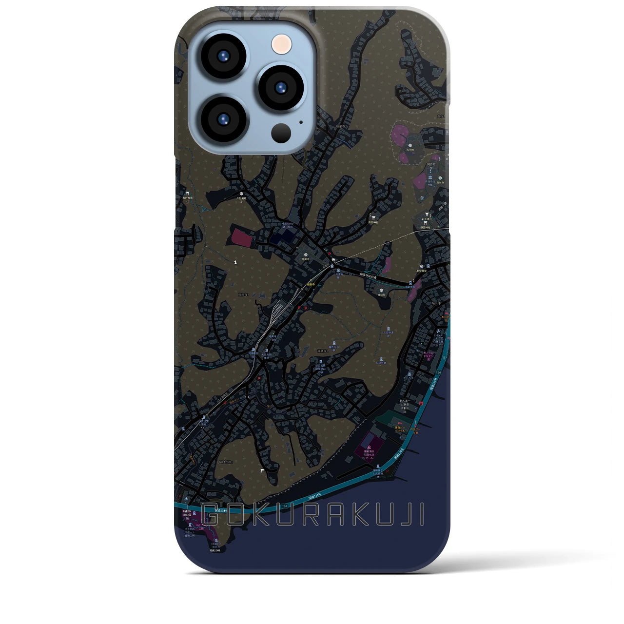 【極楽寺(神奈川県)】地図柄iPhoneケース(バックカバータイプ)