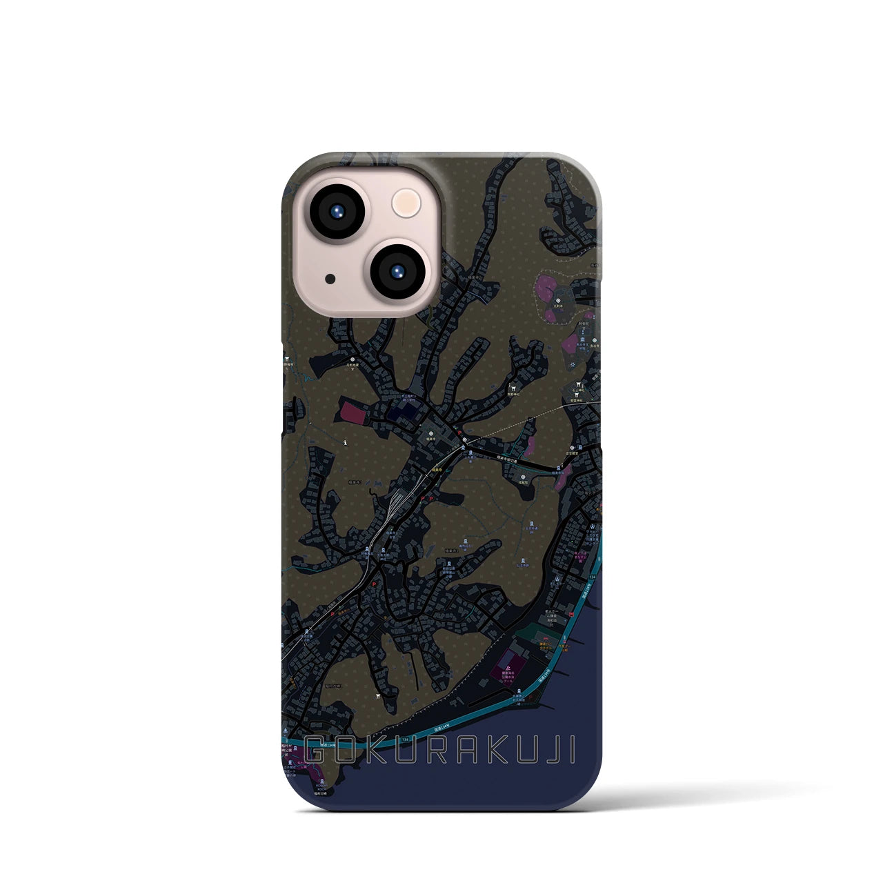 【極楽寺(神奈川県)】地図柄iPhoneケース(バックカバータイプ)