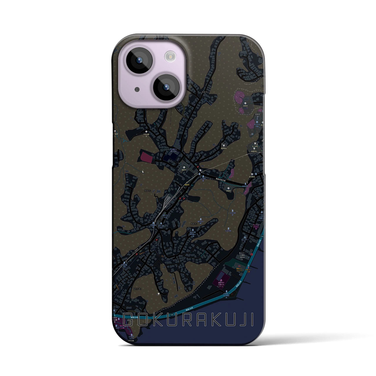 【極楽寺(神奈川県)】地図柄iPhoneケース(バックカバータイプ)