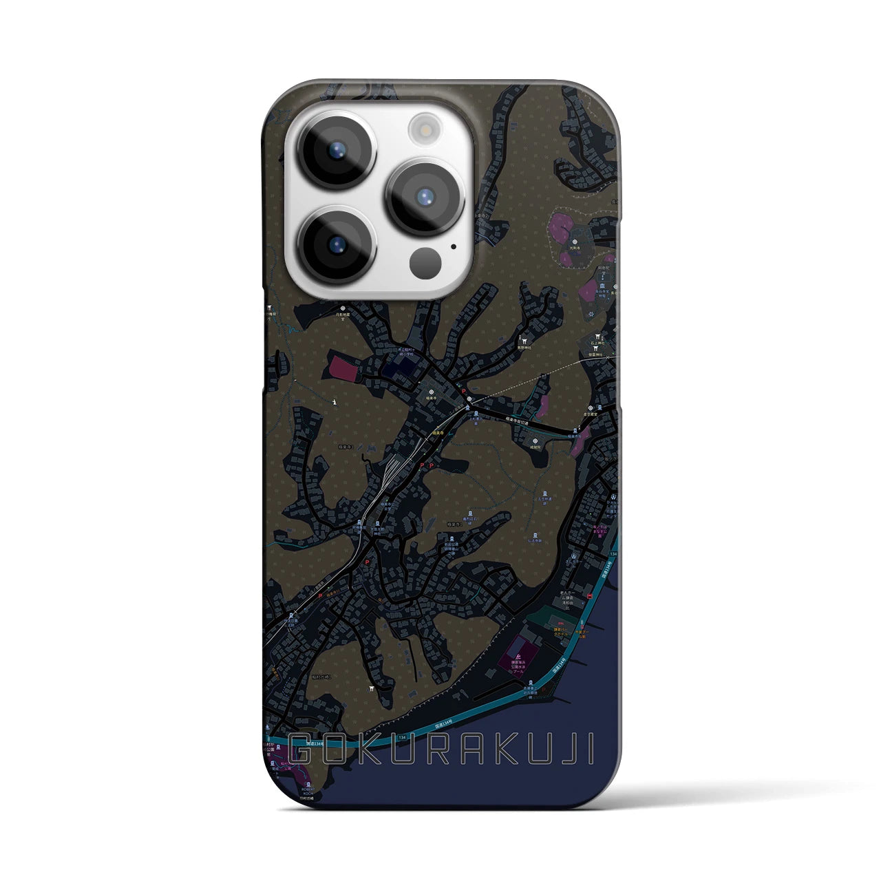 【極楽寺(神奈川県)】地図柄iPhoneケース(バックカバータイプ)
