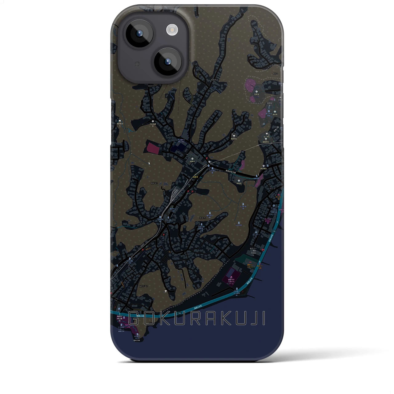 【極楽寺(神奈川県)】地図柄iPhoneケース(バックカバータイプ)