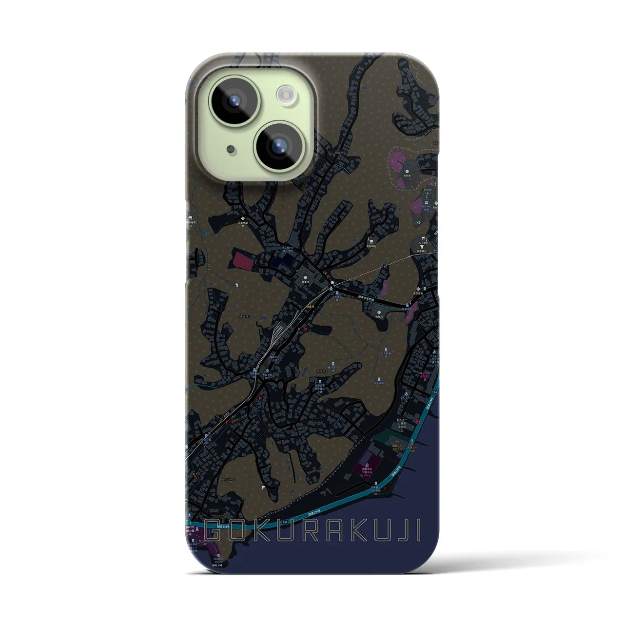 【極楽寺(神奈川県)】地図柄iPhoneケース(バックカバータイプ)
