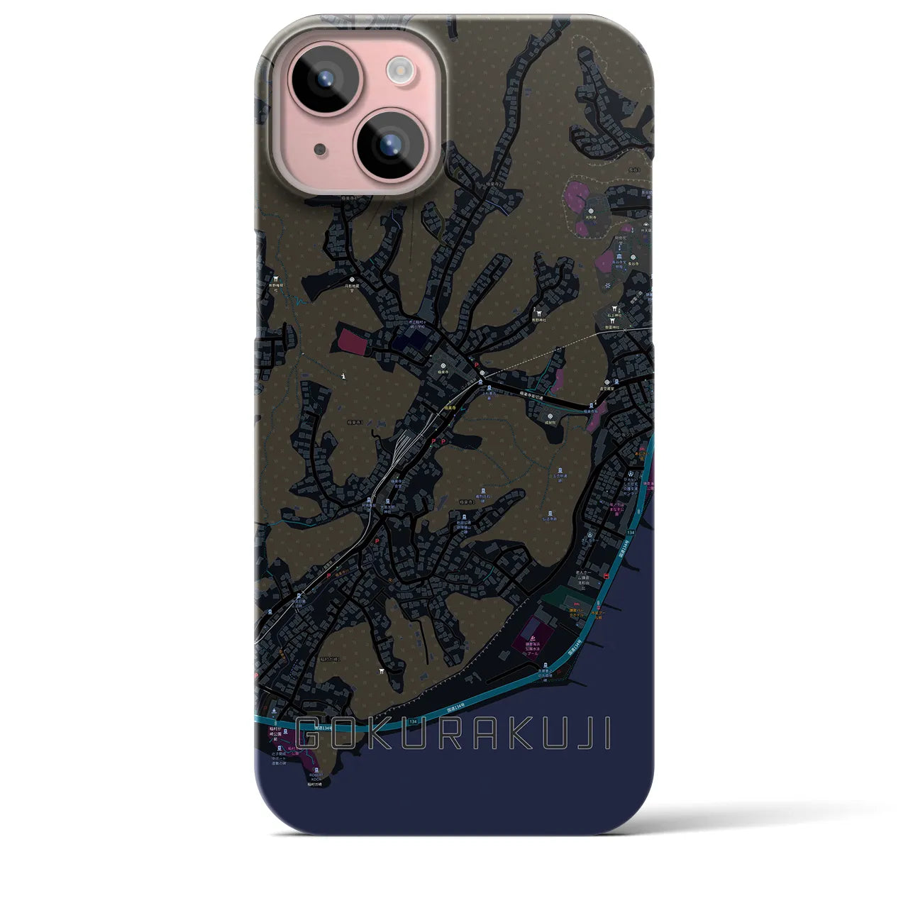 【極楽寺(神奈川県)】地図柄iPhoneケース(バックカバータイプ)