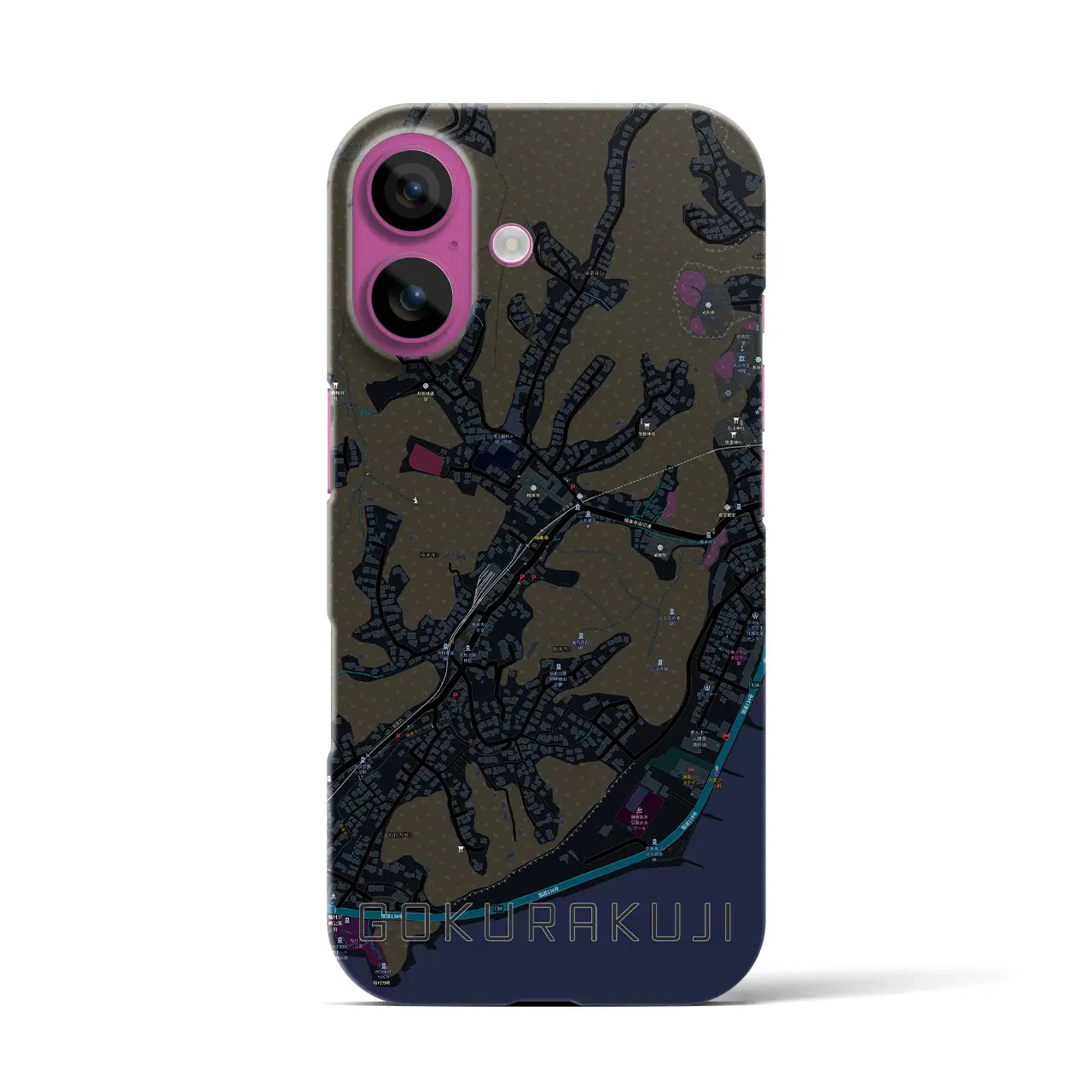 【極楽寺(神奈川県)】地図柄iPhoneケース(バックカバータイプ)