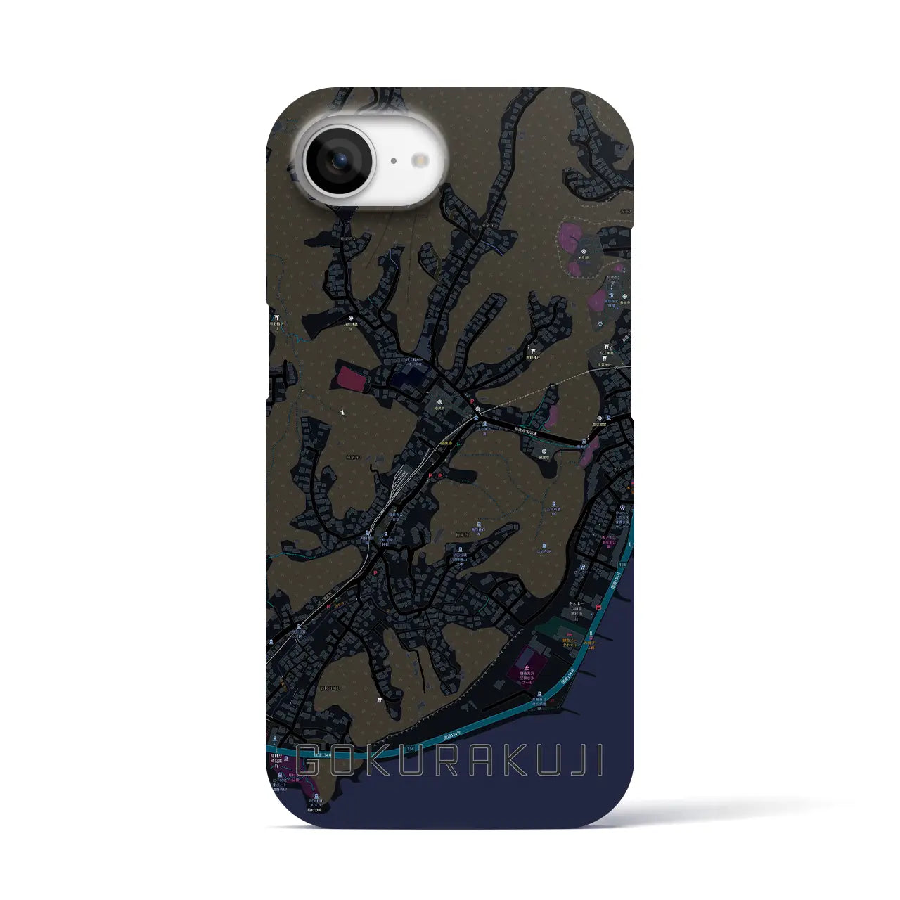 【極楽寺(神奈川県)】地図柄iPhoneケース(バックカバータイプ)