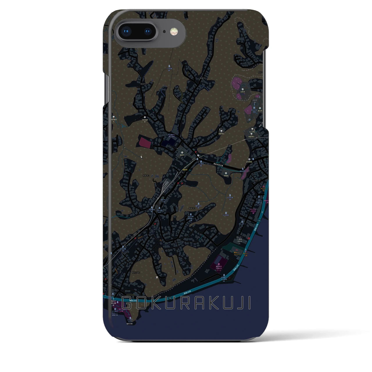 【極楽寺(神奈川県)】地図柄iPhoneケース(バックカバータイプ)