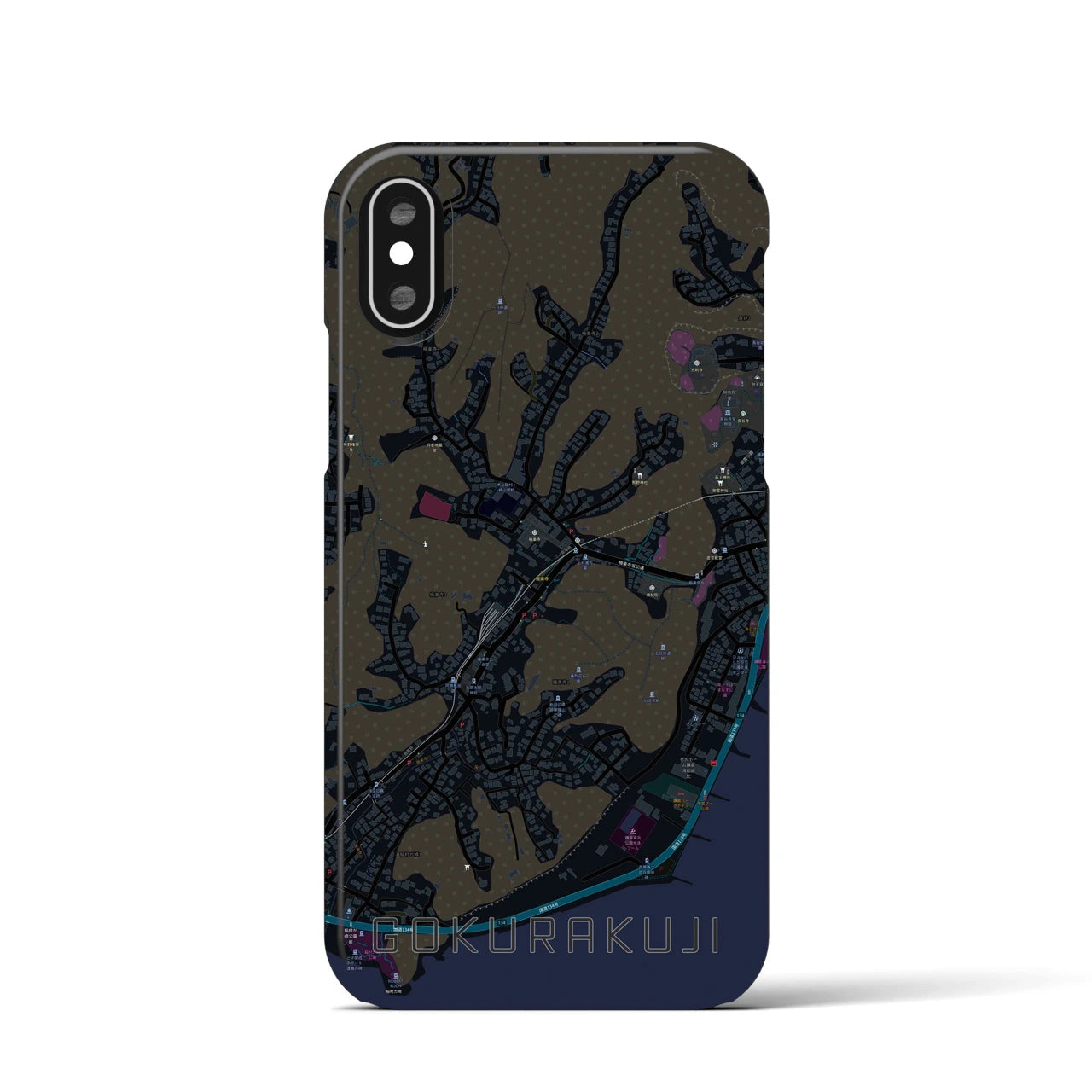 【極楽寺(神奈川県)】地図柄iPhoneケース(バックカバータイプ)