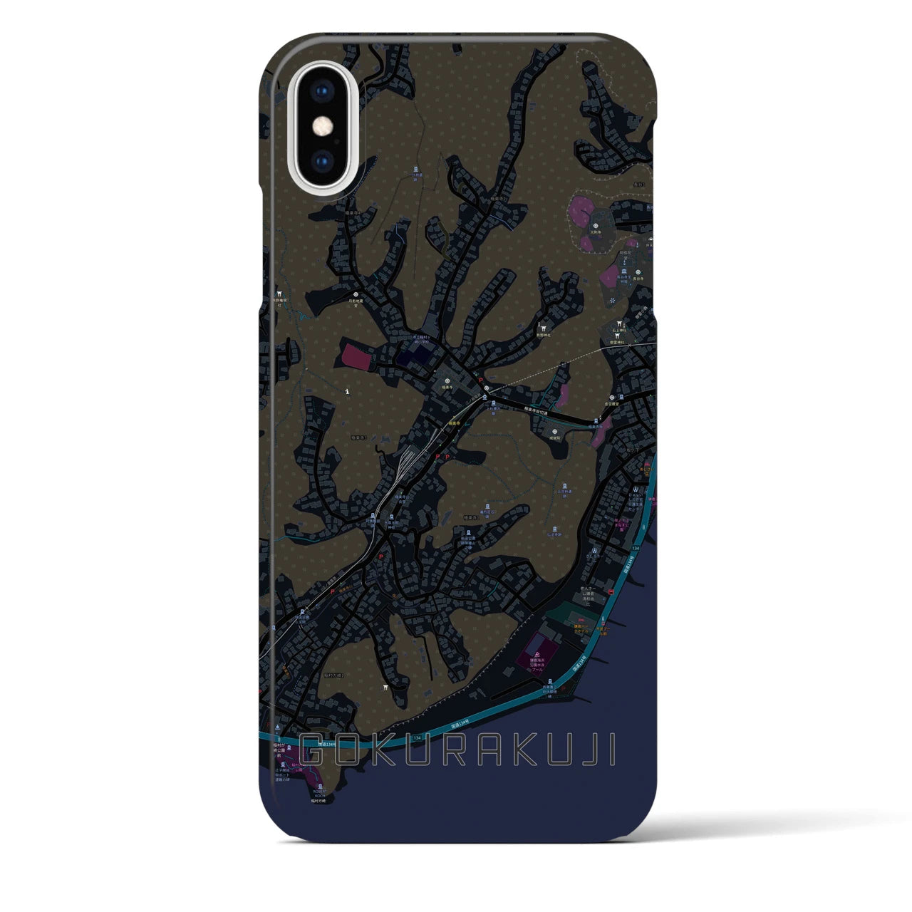 【極楽寺(神奈川県)】地図柄iPhoneケース(バックカバータイプ)