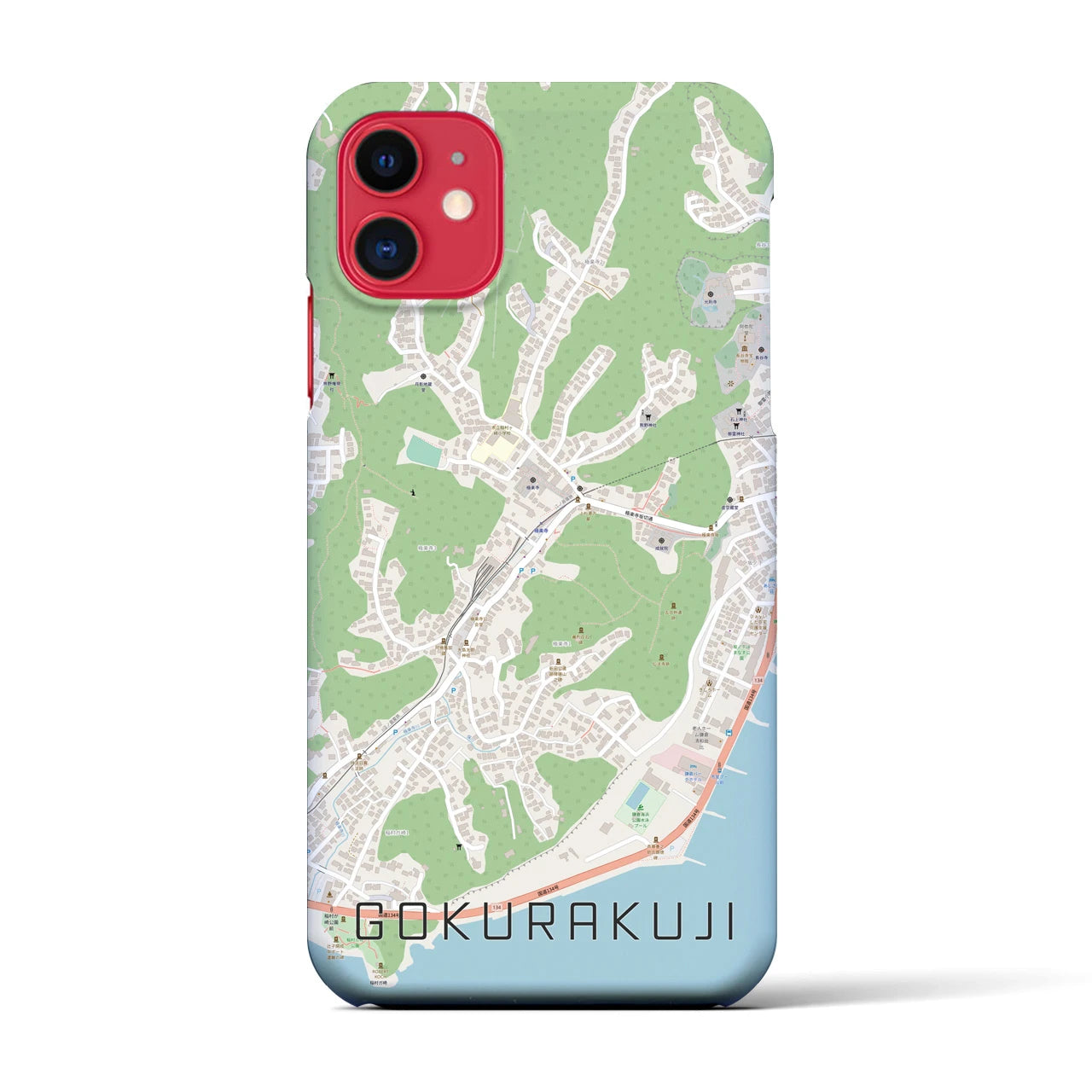 【極楽寺(神奈川県)】地図柄iPhoneケース(バックカバータイプ)