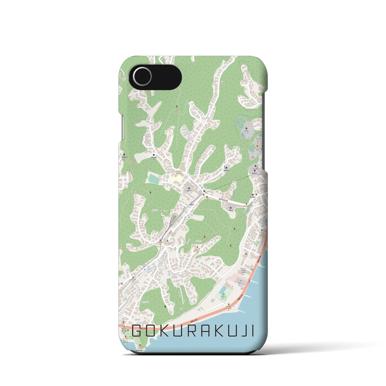 【極楽寺(神奈川県)】地図柄iPhoneケース(バックカバータイプ)