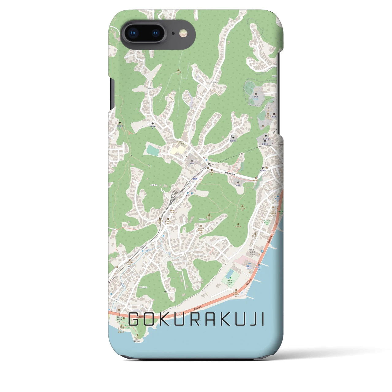 【極楽寺(神奈川県)】地図柄iPhoneケース(バックカバータイプ)