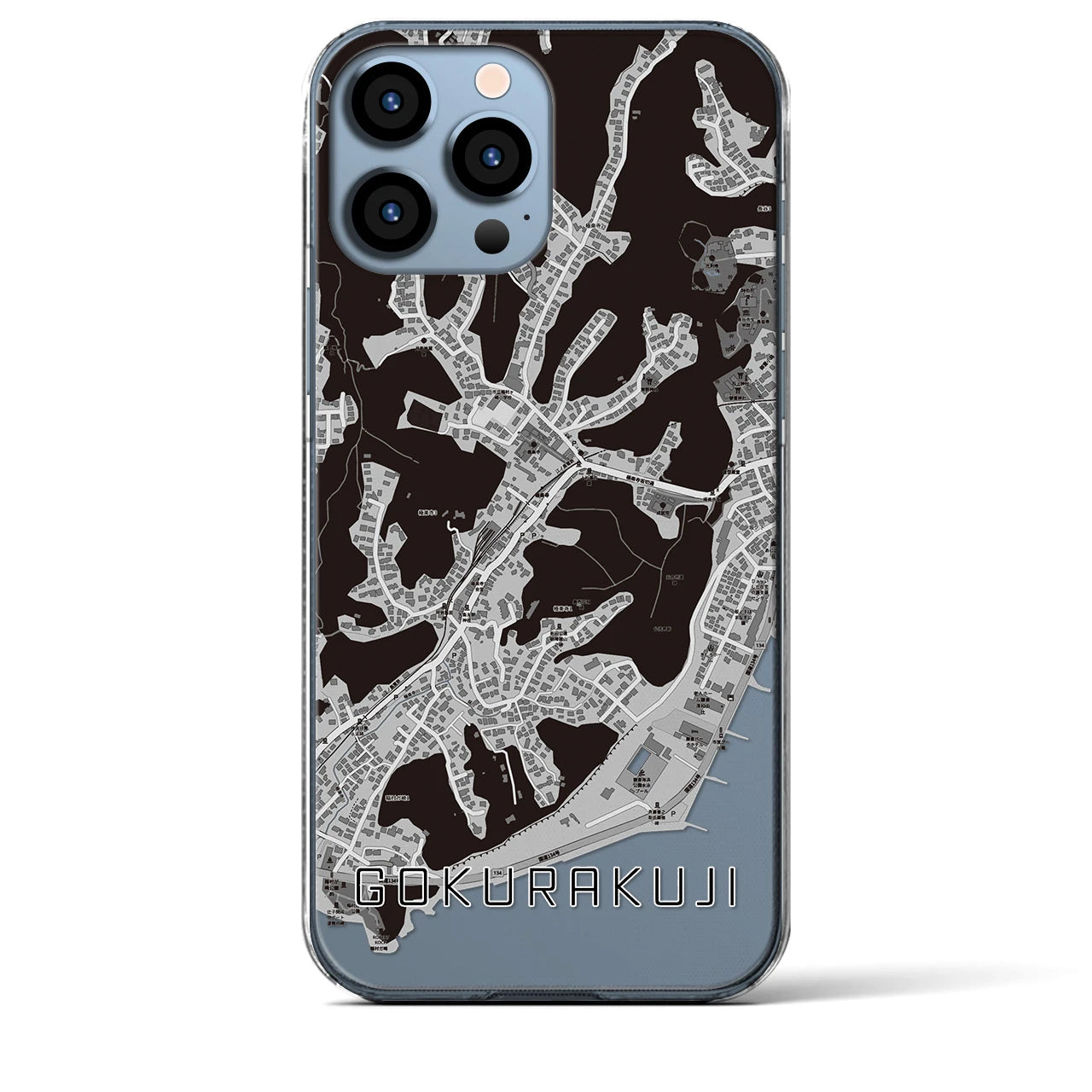 【極楽寺(神奈川県)】地図柄iPhoneケース(クリアタイプ)