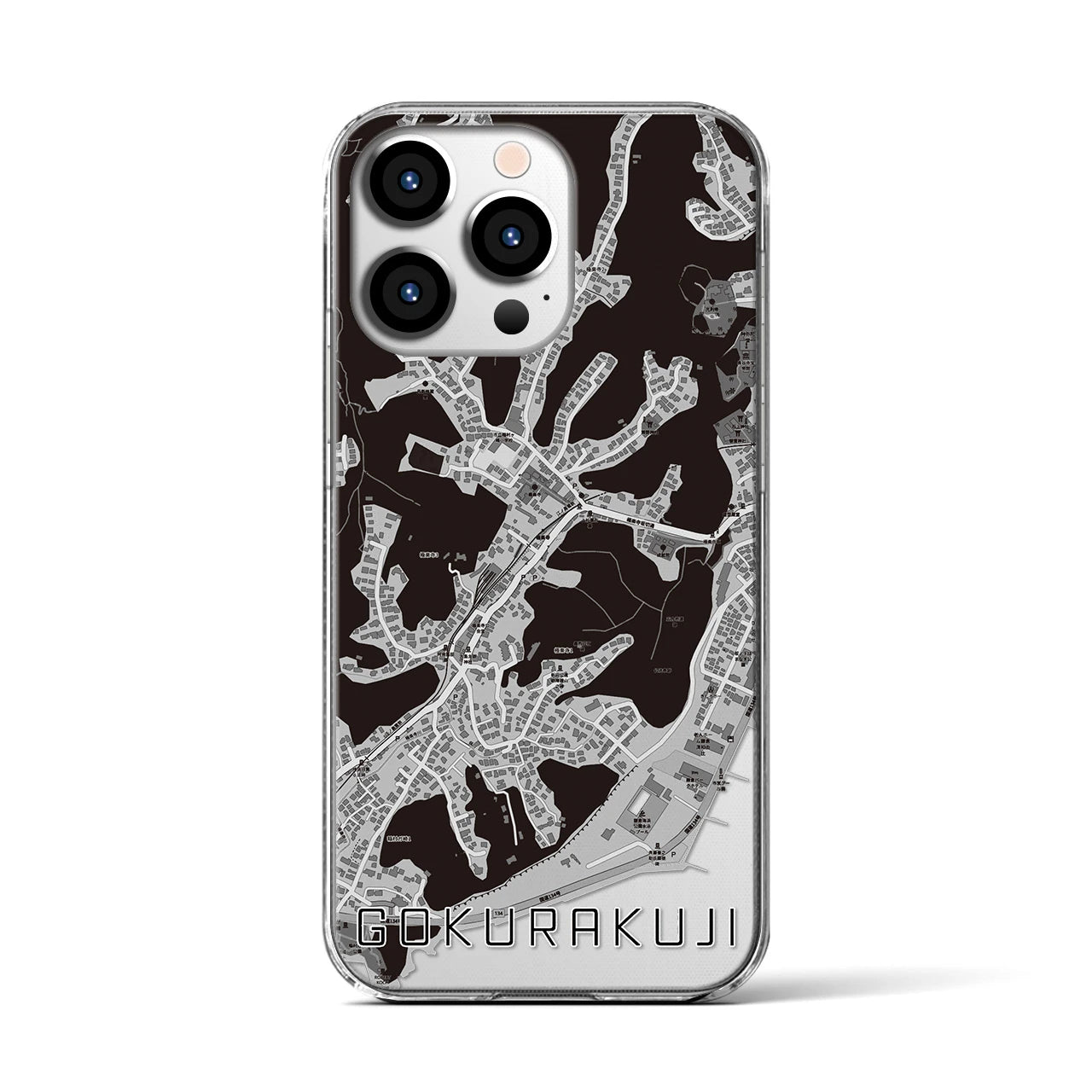 【極楽寺(神奈川県)】地図柄iPhoneケース(クリアタイプ)