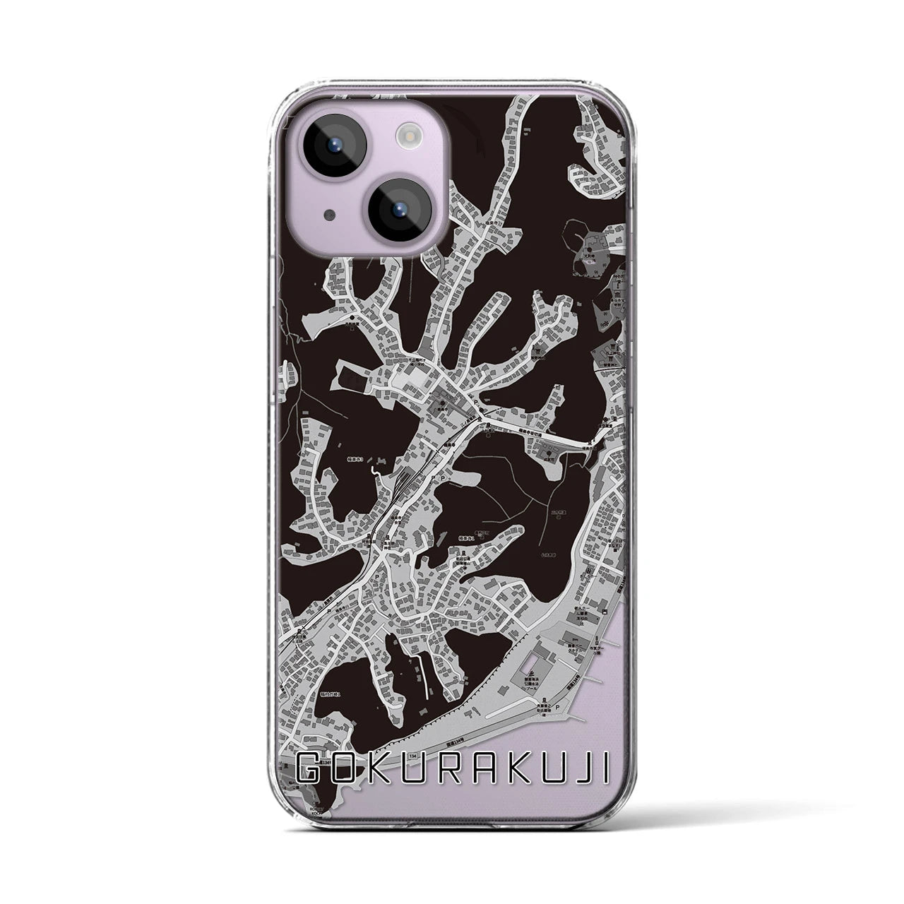 【極楽寺(神奈川県)】地図柄iPhoneケース(クリアタイプ)