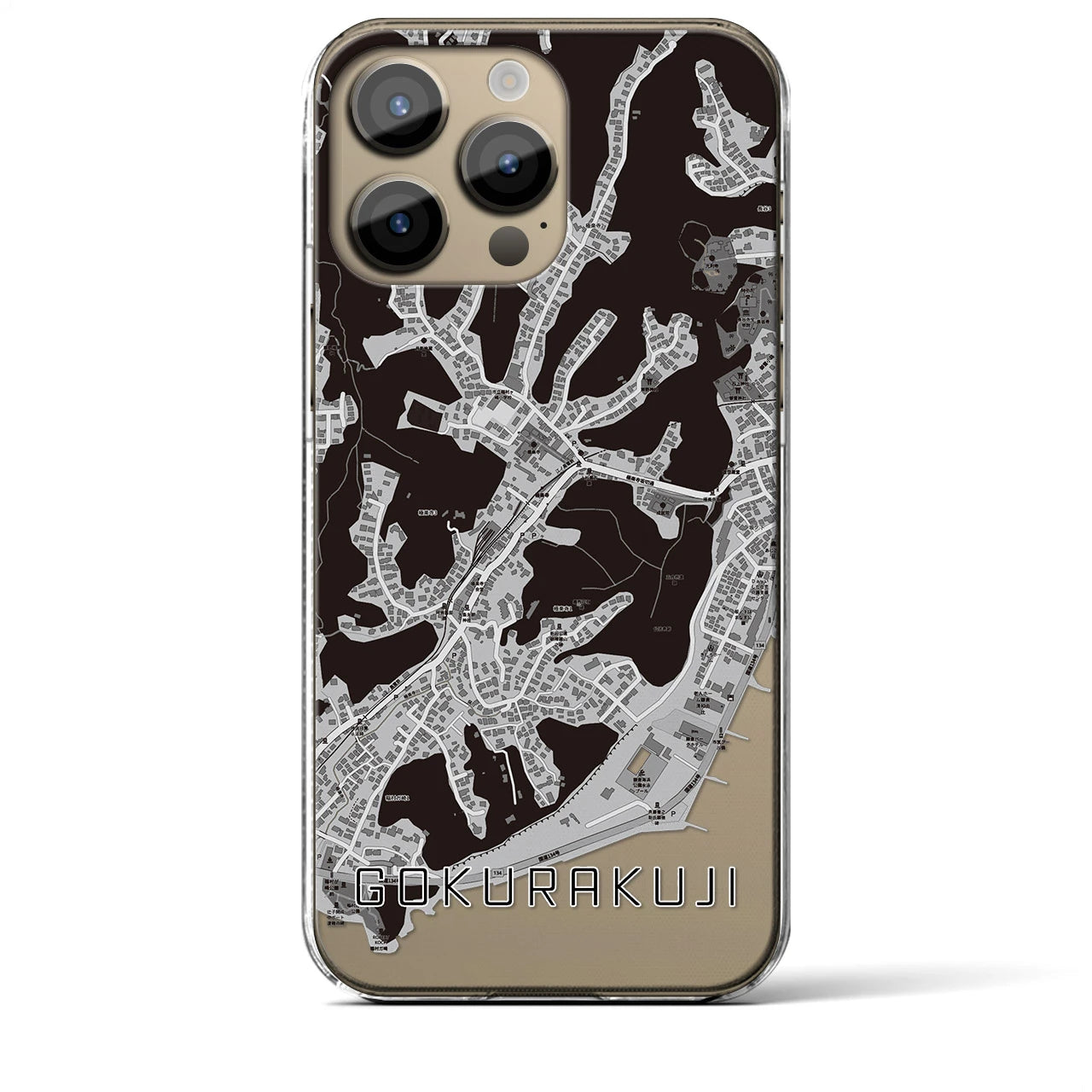 【極楽寺(神奈川県)】地図柄iPhoneケース(クリアタイプ)