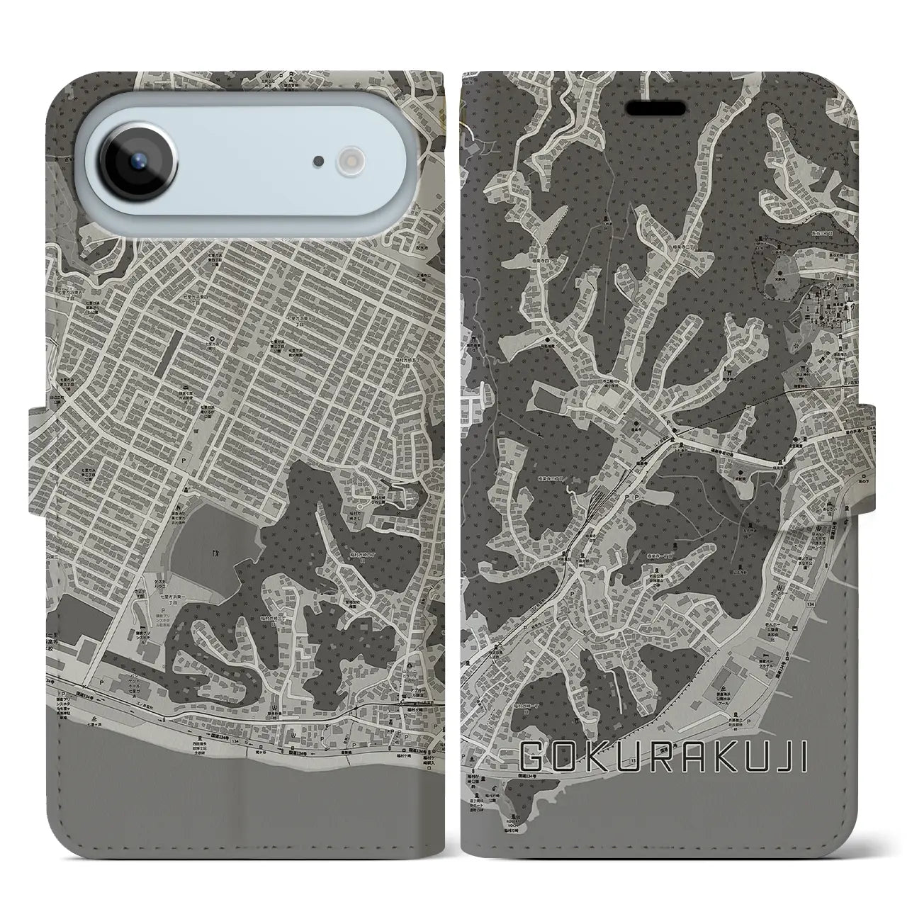 【極楽寺(神奈川県)】地図柄iPhoneケース(手帳タイプ)