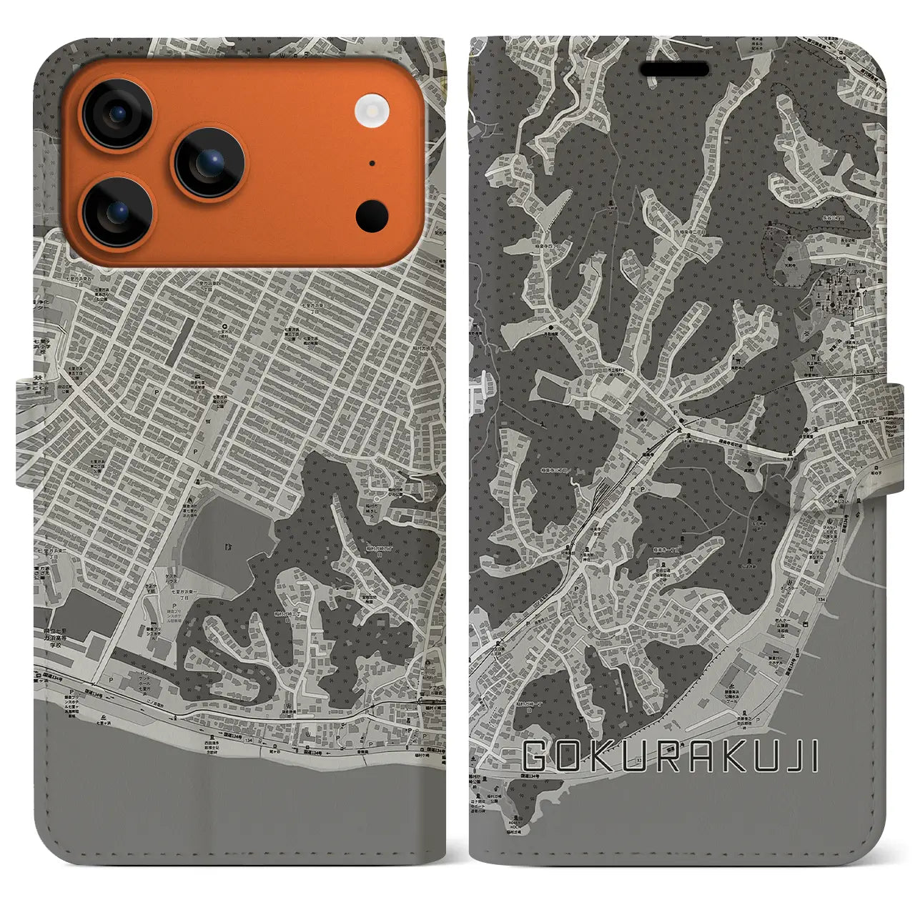 【極楽寺(神奈川県)】地図柄iPhoneケース(手帳タイプ)