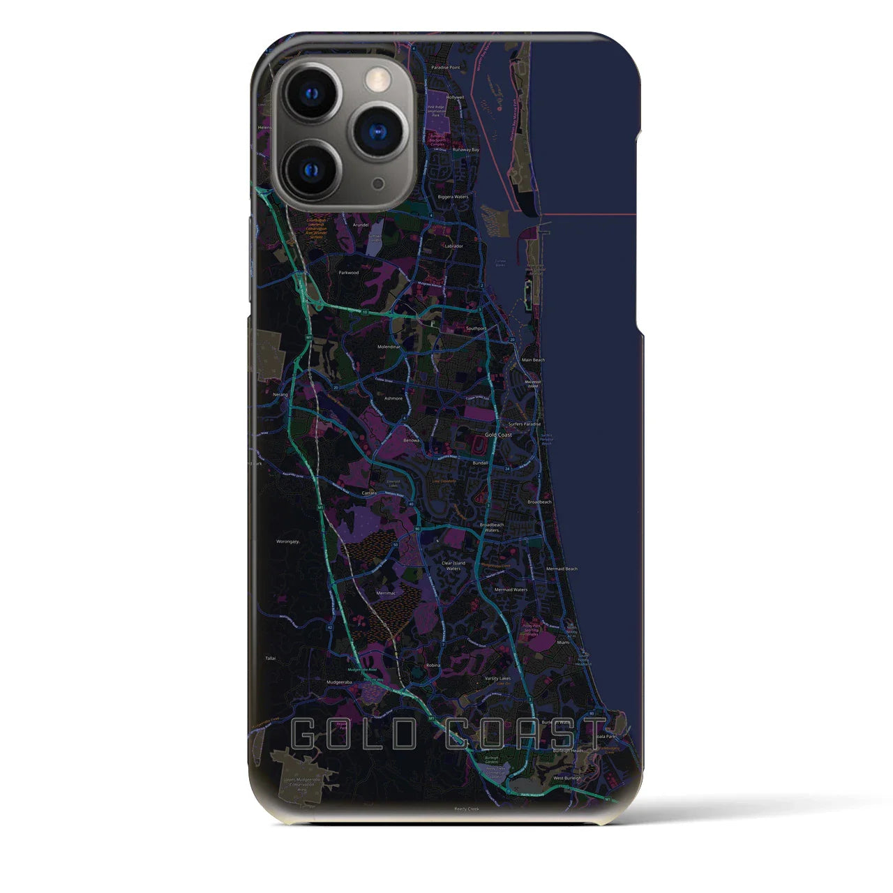 【ゴールドコースト(オーストラリア)】地図柄iPhoneケース(バックカバータイプ)