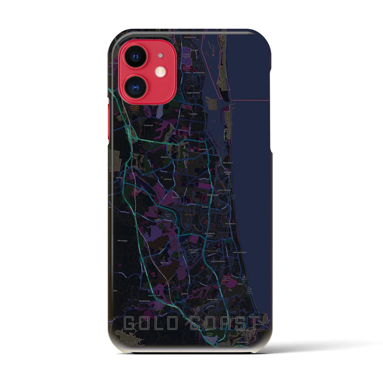 【ゴールドコースト(オーストラリア)】地図柄iPhoneケース(バックカバータイプ)