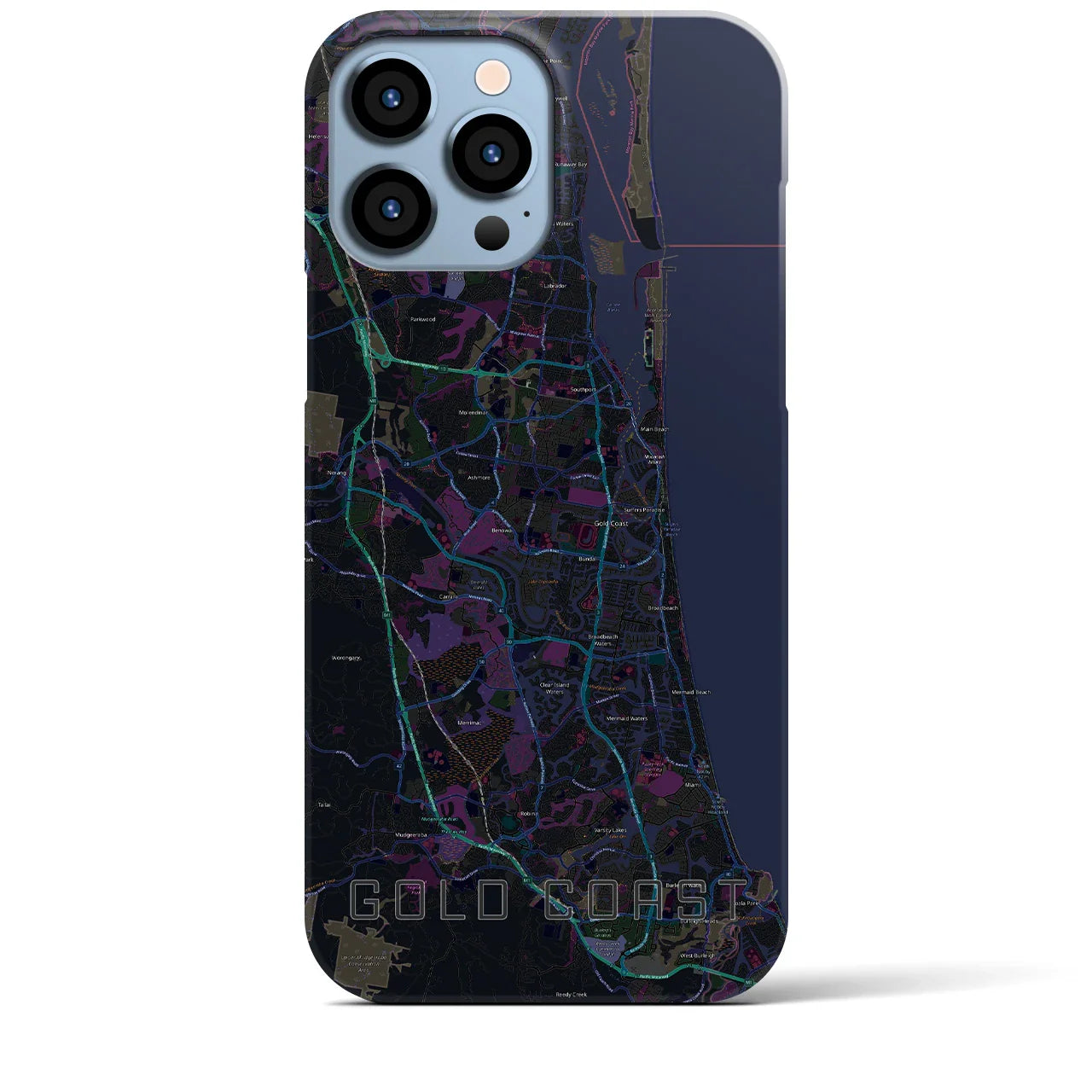 【ゴールドコースト(オーストラリア)】地図柄iPhoneケース(バックカバータイプ)