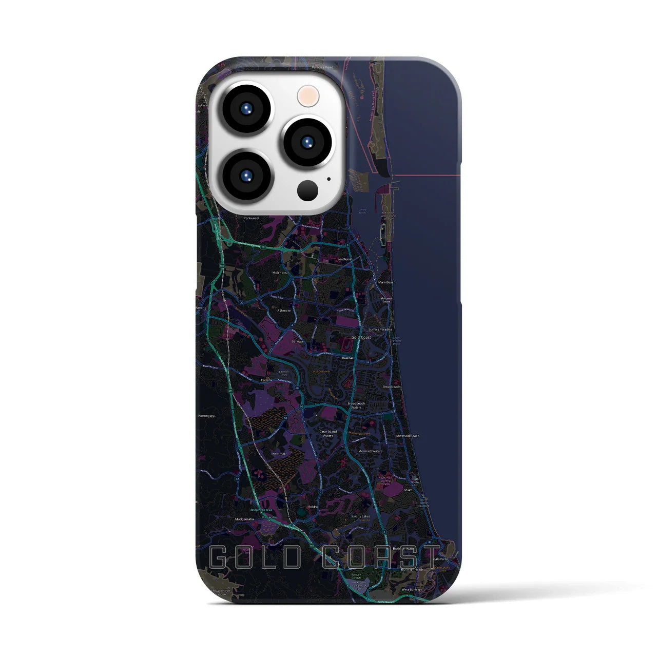 【ゴールドコースト(オーストラリア)】地図柄iPhoneケース(バックカバータイプ)