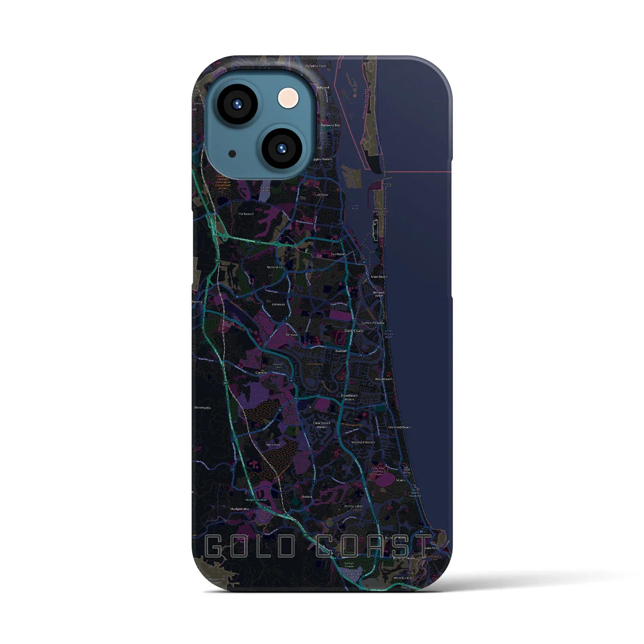 【ゴールドコースト(オーストラリア)】地図柄iPhoneケース(バックカバータイプ)
