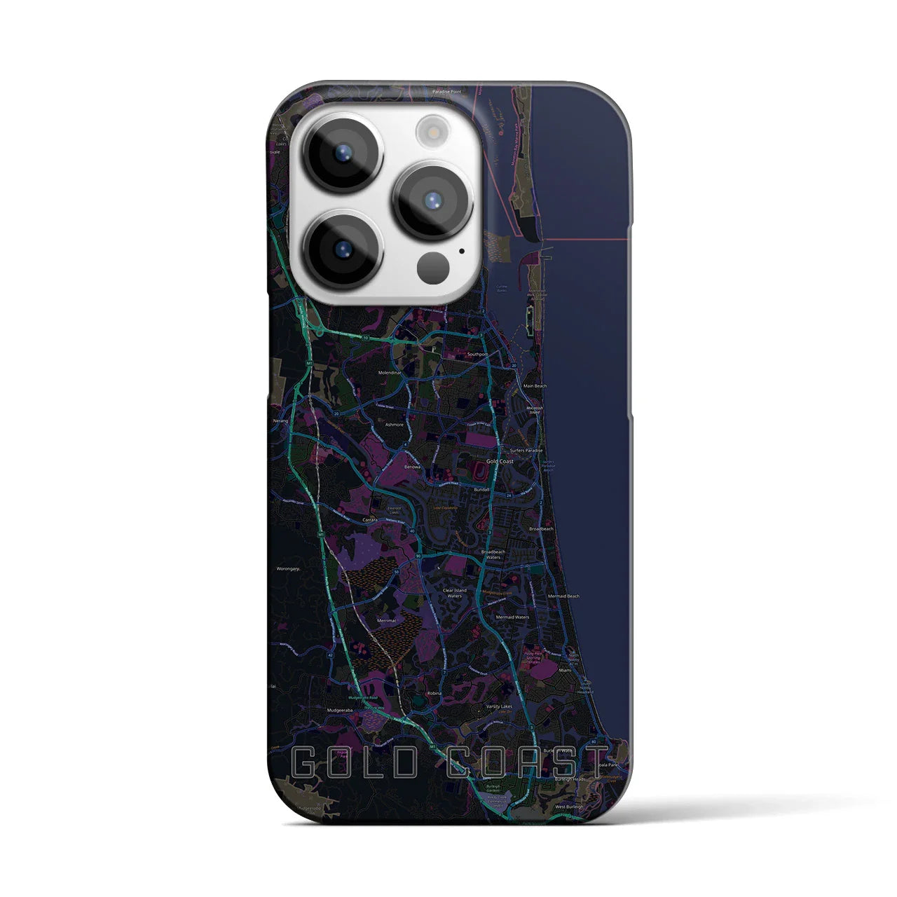 【ゴールドコースト(オーストラリア)】地図柄iPhoneケース(バックカバータイプ)