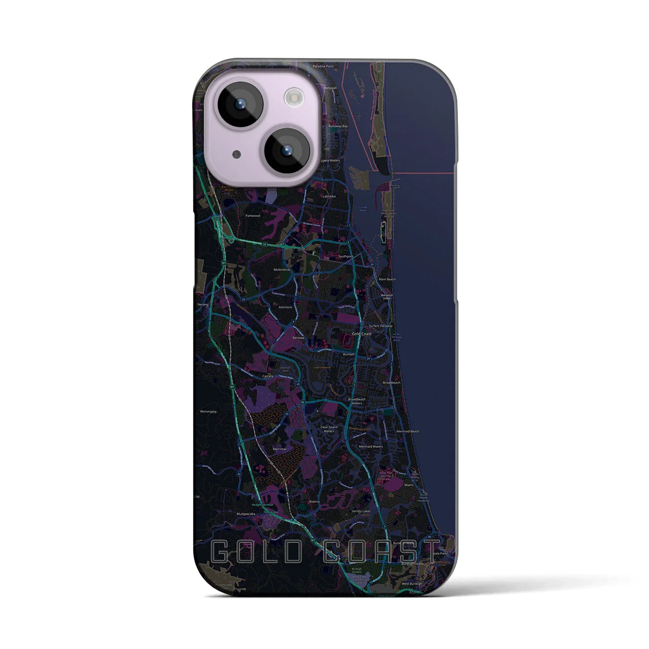 【ゴールドコースト(オーストラリア)】地図柄iPhoneケース(バックカバータイプ)