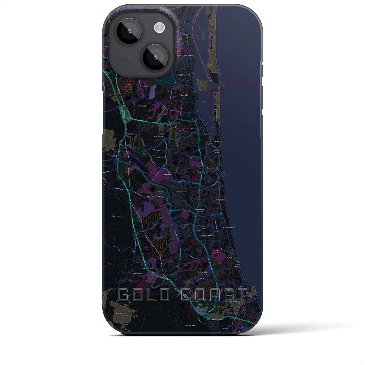 【ゴールドコースト(オーストラリア)】地図柄iPhoneケース(バックカバータイプ)