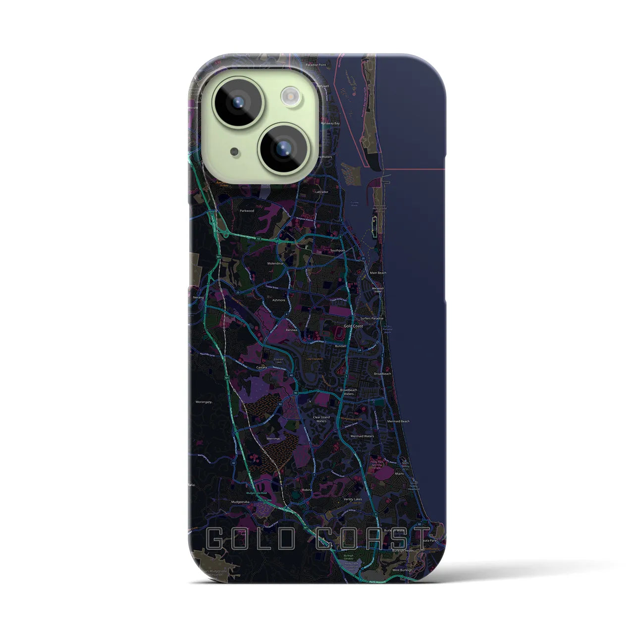 【ゴールドコースト(オーストラリア)】地図柄iPhoneケース(バックカバータイプ)