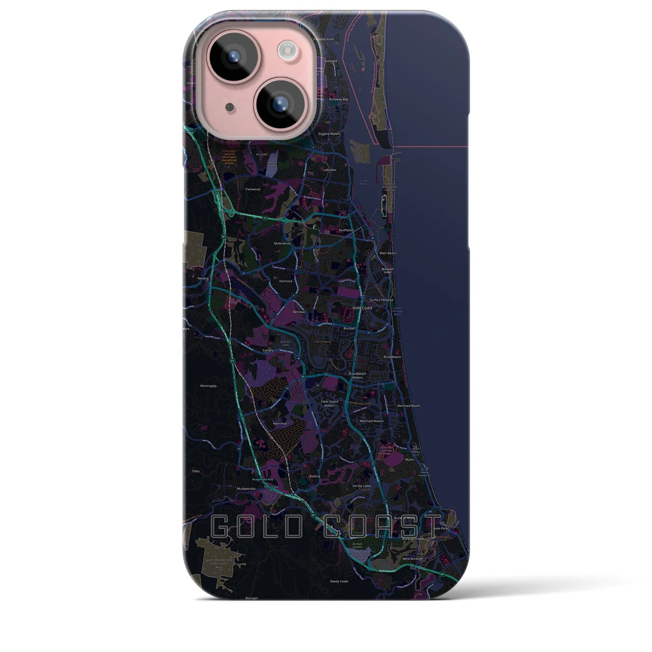 【ゴールドコースト(オーストラリア)】地図柄iPhoneケース(バックカバータイプ)