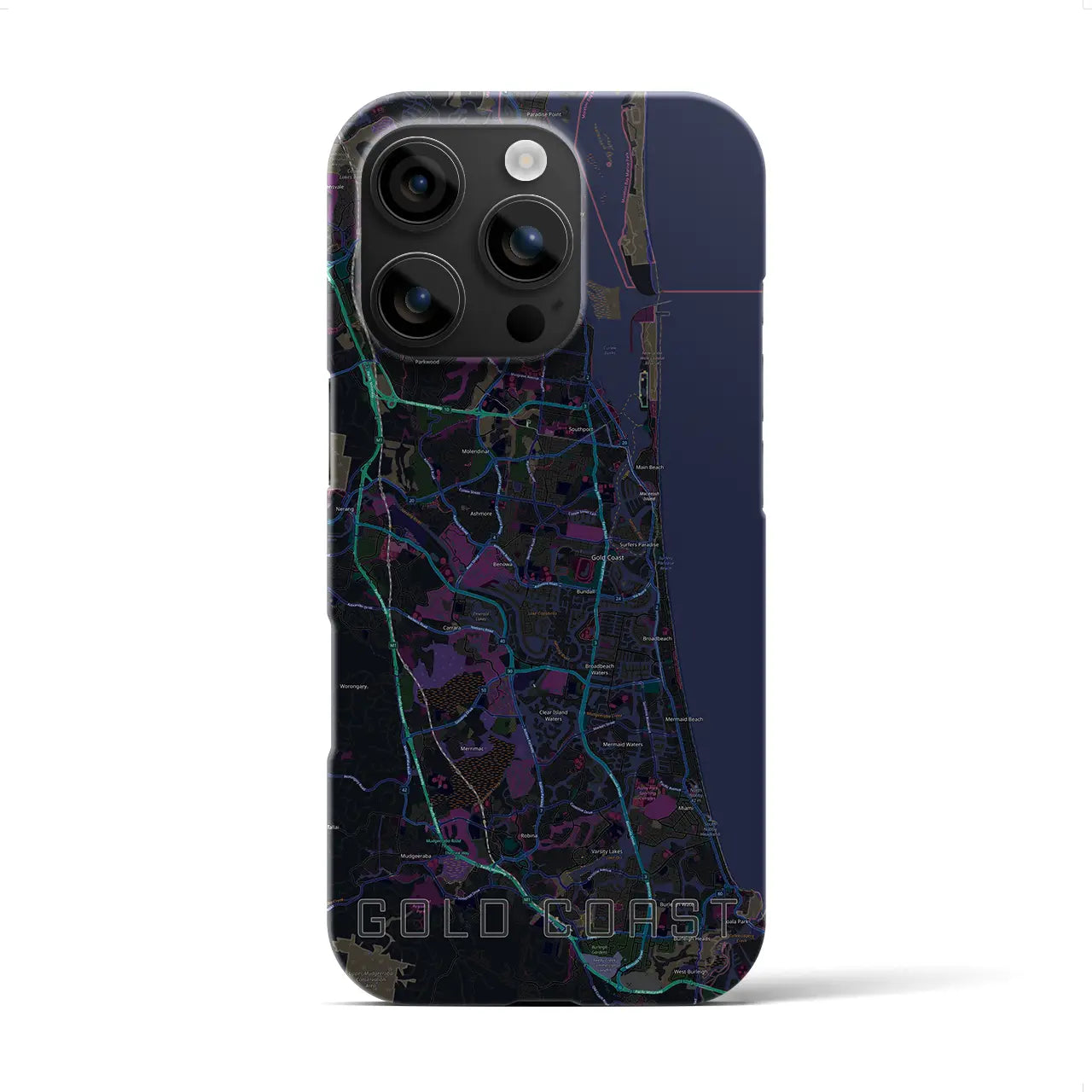 【ゴールドコースト(オーストラリア)】地図柄iPhoneケース(バックカバータイプ)