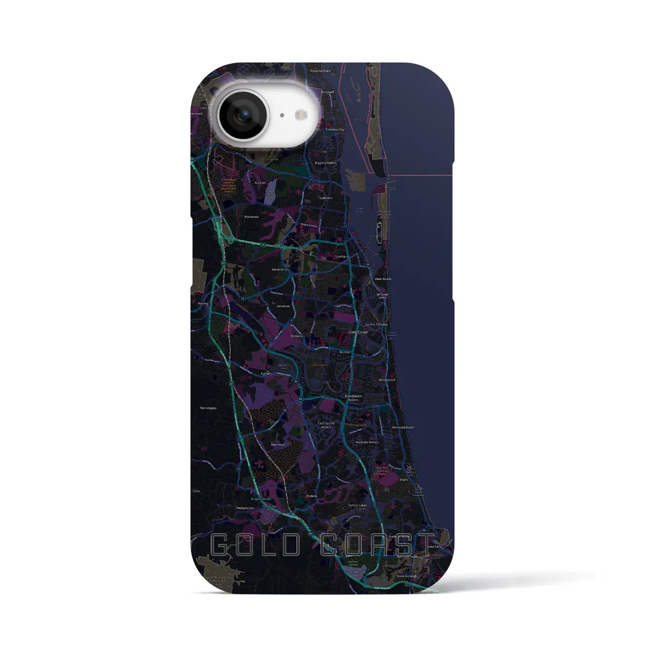 【ゴールドコースト(オーストラリア)】地図柄iPhoneケース(バックカバータイプ)
