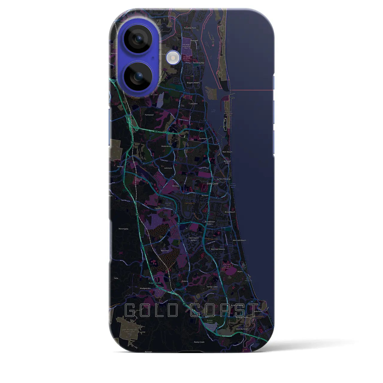 【ゴールドコースト(オーストラリア)】地図柄iPhoneケース(バックカバータイプ)