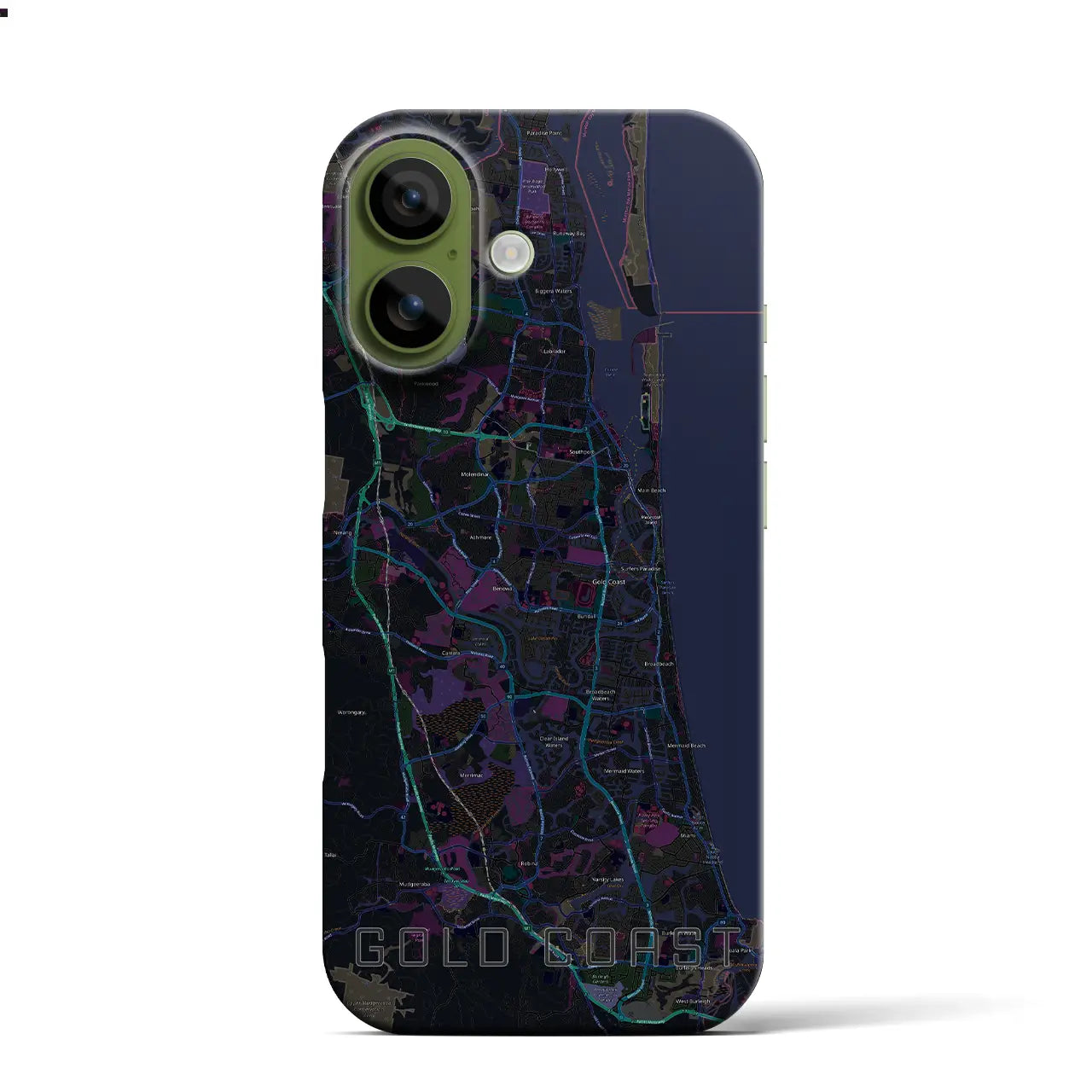 【ゴールドコースト(オーストラリア)】地図柄iPhoneケース(バックカバータイプ)