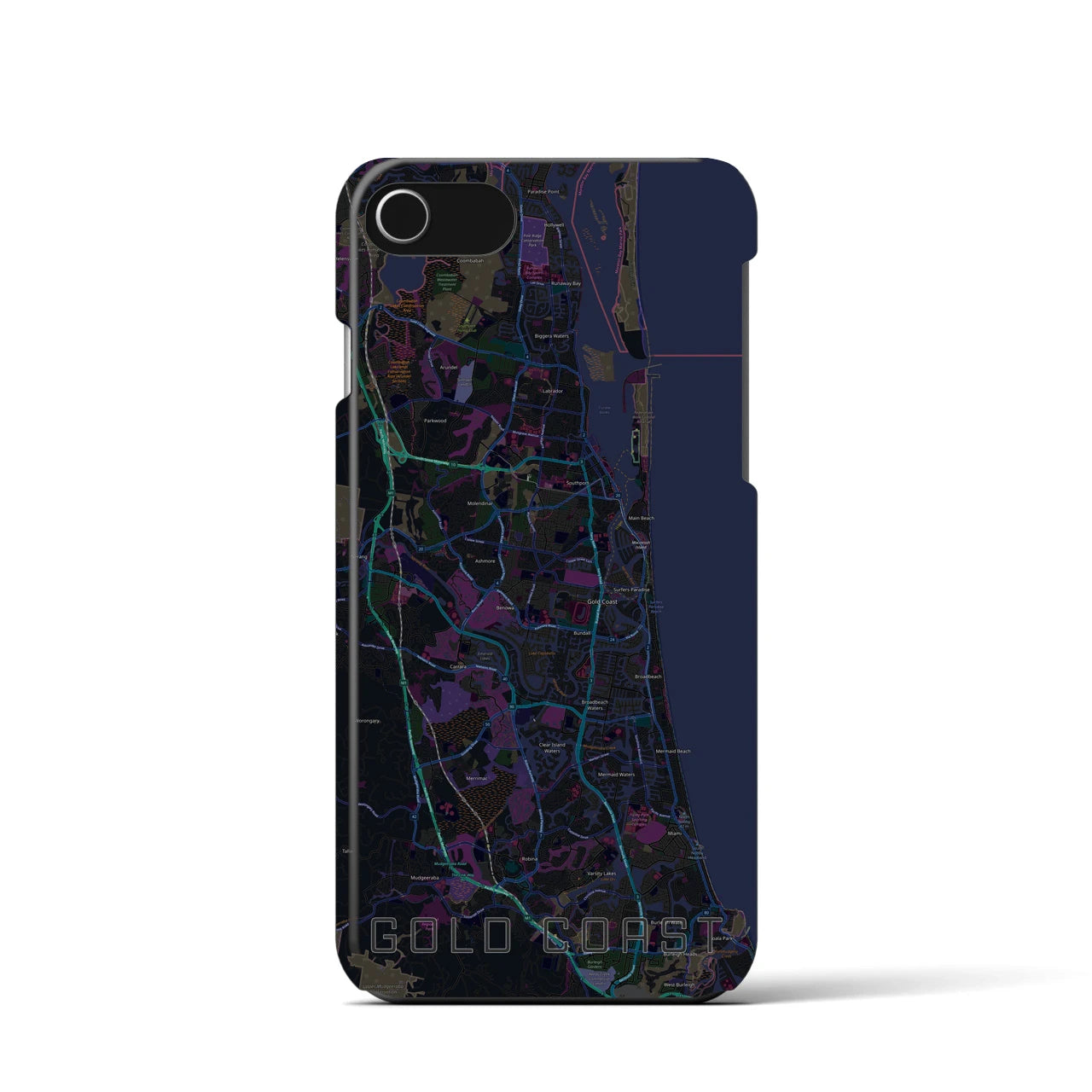 【ゴールドコースト(オーストラリア)】地図柄iPhoneケース(バックカバータイプ)